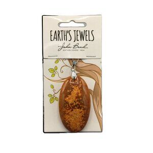 John Bead Oval Orange Pendant 55mm